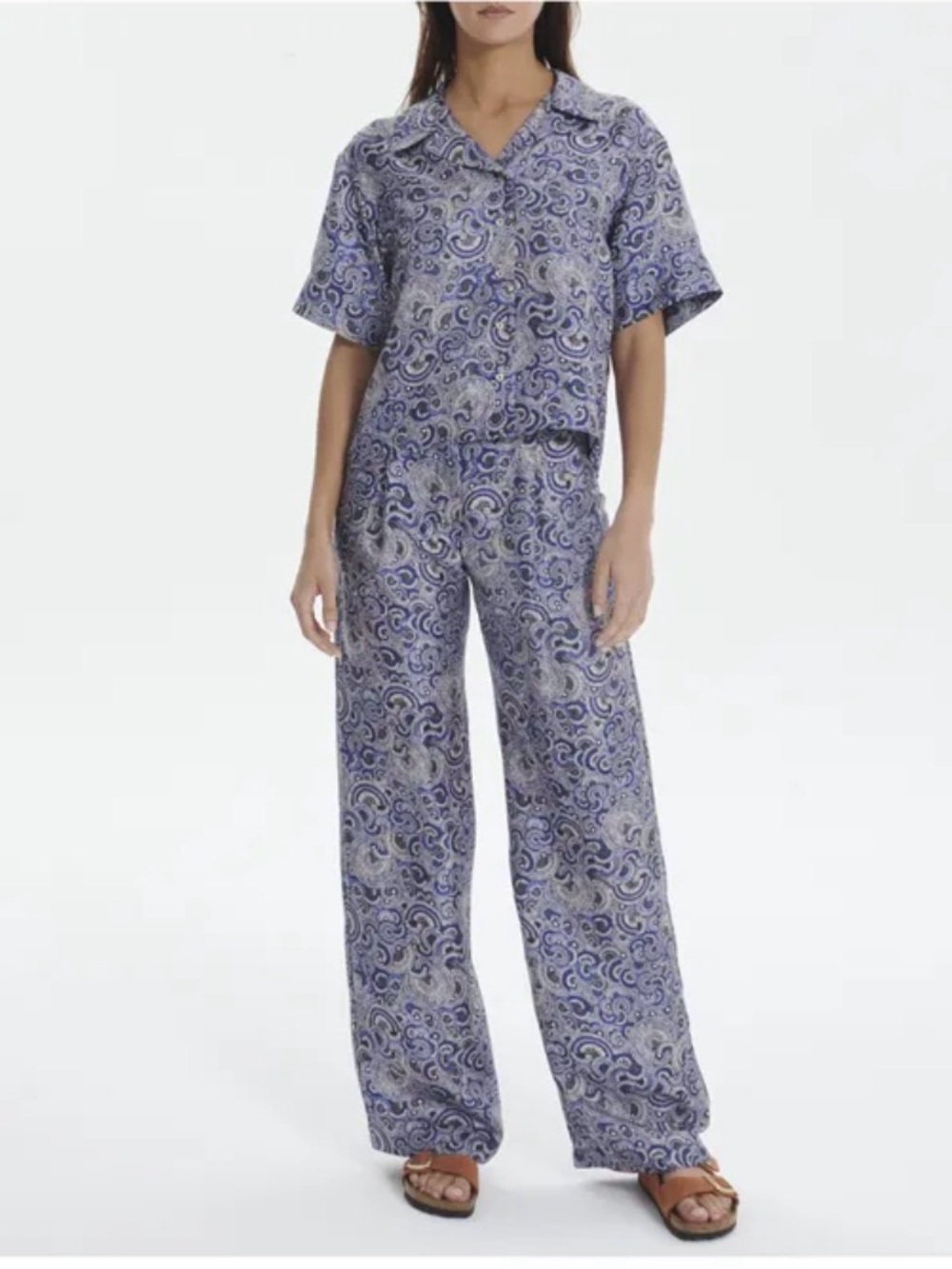 MOMONI Alabama Silk Twill Paisley Short-Sleeve Button-Up Shirt